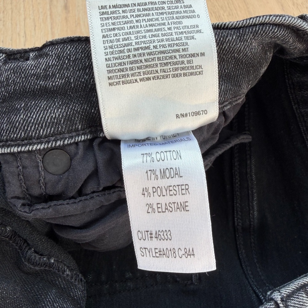 AGOLDE High-Rise Skinny Jeans – Black Raw Hem (Size 27) - Picture 5 of 11